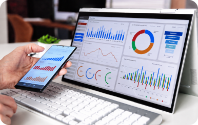 Analytics dashboard on a laptop